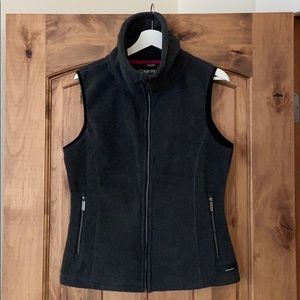 Dark gray/black Calvin Klein fleece vest.